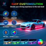 MICTUNING 8Pcs N8+ RGBW Underglow LED Lights for Cars, APP & Remote Dual Control, IP68 Waterproof Aluminum Multicolor Modes Music Soundsync Exterior Neon Accent Car Underglow Kit, 2 Years Warranty - Image 2