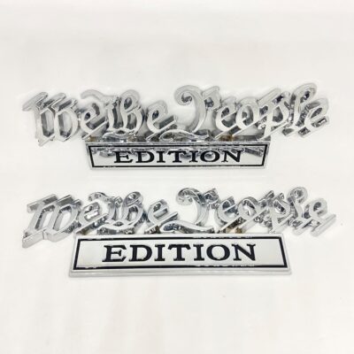 2 Pack We The People Edition Car Emblem - 3D Metal Badge Zinc Alloy Waterproof Rustproof Decal for Fender Tailgate Bumper - Compatible with Truck SUV Auto Accessories (2 Pack, Chrome Black) - Image 2