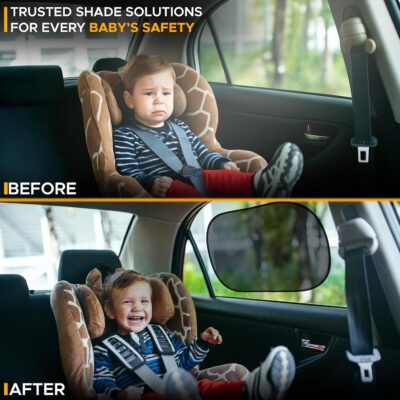EcoNour Car Window Shades for Baby (4 Pack) | Protects Baby from Window Sun & Heat | Sun Shade Side Windows for Kids | Automotive Sun Protection from UV | Child Safety Accessories | Medium - 20"x12" - Image 6