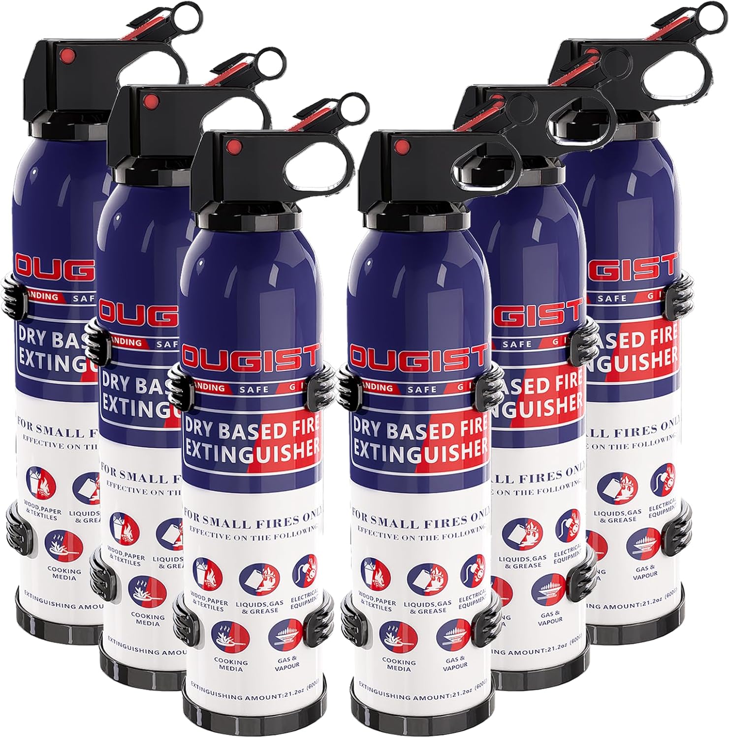 81C3494uHEL._AC_SL1500_.jpg ABC Fire Extinguisher for Home & Vehicle - Compact Fire Extinguisher | Grease & Electrical Fire Extinguisher for Kitchen, Car, Office, Easy to use(6-Pack, 1.32lb Each) - Image 1