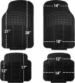 FH Group Automotive Floor Mats - Heavy-Duty Rubber, All Weather Protection Universal Fit Full Set Floor Mats and Cargo Mat, Climaproof, Semi Custom Trimmable for Most Cars, Sedan, SUV, Truck, Black - Image 5