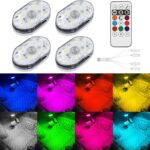 4Pcs Wireless LED Lights for Car with Remote Control, 8 Colors Car Interior Night Lights