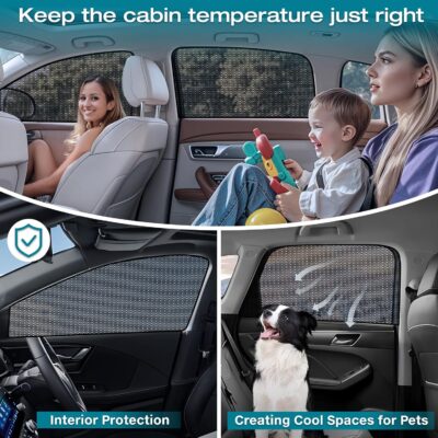ZATOOTO Car Window Shades for Side Window Sun Shade for Car Window Magnetic Mesh Car Window Screen for Easy Installation Breathable UV Protection Universal for Most Car Perfect for Camping Travel Nap - Image 3