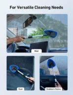 AstroAI Windshield Cleaner Tool, Car Interior Window Detailing Cleaning Kit with Extendable Handle and 4 Easy-to-Install Reusable Microfiber Pads, Auto Glass Wiper Brush Kit for Car&Home, Blue, 21in - Image 8