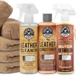 Chemical Guys Leather Cleaner and Conditioner Detailing Kit - Leather Care Kit For Natural, Synthetic, Faux, Pleather, and More for Car Interiors, Apparel, Furniture, Boots & Accessories - 9 Items