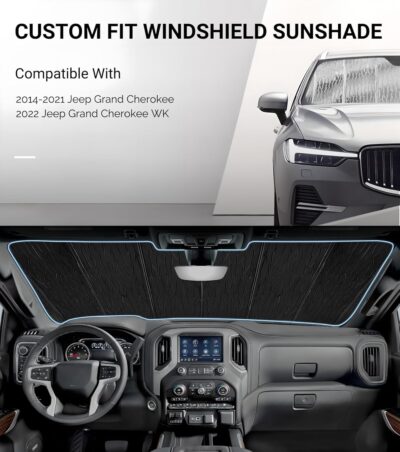 Windshield Sun Shade for Jeep Grand Cherokee 2014-2021, Grand Cherokee WK 2022 Front Window Sunshade - AstraGuard - Image 2