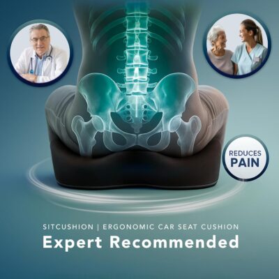 Car Seat Cushion for Long Driving – X Large Memory Foam Seat Cushion for Sciatica & Tailbone Pain Relief, Orthopedic Coccyx Cushion with Non-Slip Bottom, Back Pillow for Car, Truck (Black) - Image 2