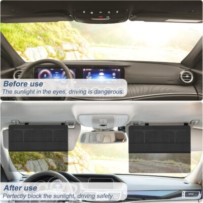 NAZZO Car Visor Extender Sun Blocker, Polarized Sunvisor Extension with Removable Magnetic PC Lens, Anti Glare Car Visor Extended for Safe Driving, Universal for SUV, Family Automotive, Black - Image 3