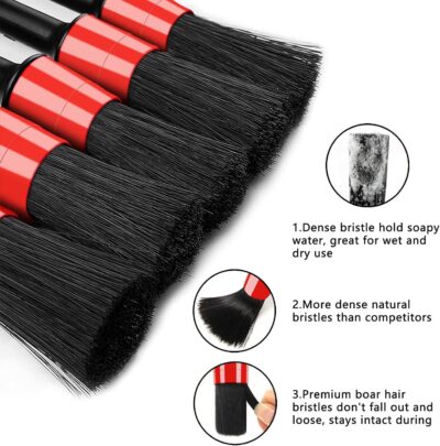 10pcs Auto Car Detailing Brush Set Car Interior Cleaning Kit Includes 5 Boar Hair Detail Brush,3 Wire Brush, 2 Air Vent Brush for Cleaning Car Interior Exterior, Dashboard Engines Leather Wheel - Image 2
