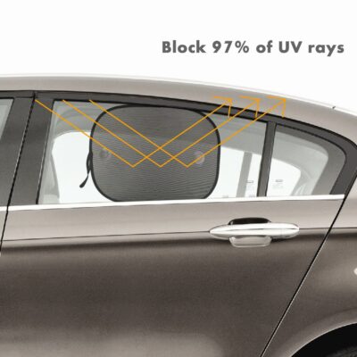 Car Shade for Window Interior Screen Double-Layer Mesh Sun Block, Protect Baby from Sunlight, UV Rays (2 Pcs) - Image 3