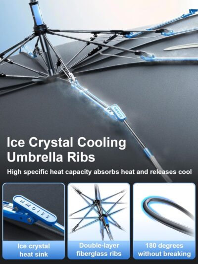 Upgraded Nmoiss Windshield Sun Shade Umbrella [Ice Rib] High Speed ​​Cooling 99% UV Blocking Protects Car from Sun and Heat Damage, Keeps Cool and Protects Interior Medium (56" L x 31" W) - Image 3