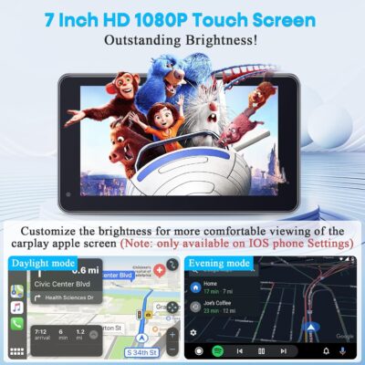 Carplay for Apple Portable Car Screen: Easy Setup 7 Inch Android Auto - Wireless Car Play Touchscreen with GPS Navigation,Bluetooth, FM,AirPlay Mirroring,Siri for Commuters and Older Cars - Image 6