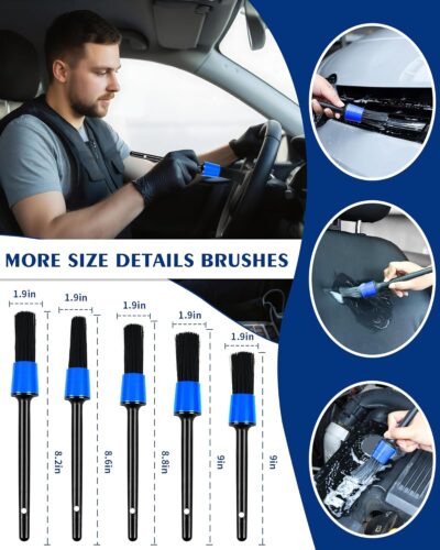 Car Cleaning Kit：40 Pcs Interior Windshield and Window Cleaner Detailing Set；Wheel & Tire Brush；Car Wash Mitt；Cleaning Bucket；Total Care Supplies；Towels；Automotive Tools - Image 3