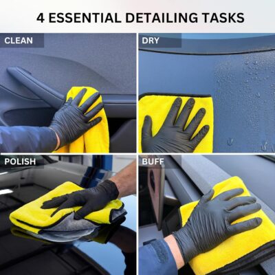 The Pro Stuff® Car Detailing Microfiber Towels - 600 GSM Thick Plush Auto Towels | Super Soft Dual-Sided for Cleaning, Washing, Buffing | Tagless, Scratch-Free, Lint Free Cloth (16"x16") (3) - Image 5