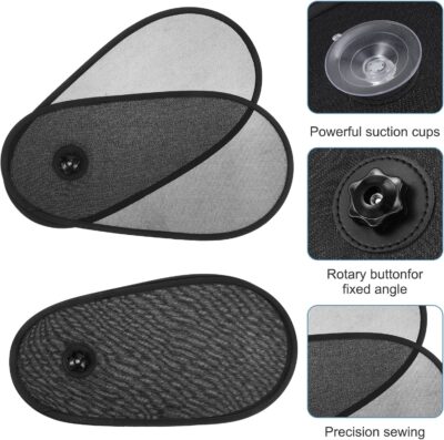 2 PCS Car Window Shade for Baby, Adjustable Rotatable Automotive Mesh Sun Blocke Driver Side Window Car Sunshades, with Suction Cups, Glare and UV Rays Protection, Fits Most of Vehicle - Image 3