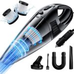 Handheld Car Vacuum Cleaner with 8000PA Powerful Suction, Portable Car Vacuum Cleaner with 2 Filters, Mini Brush, Lightweight, 0.34L Capacity, Essential Accessories