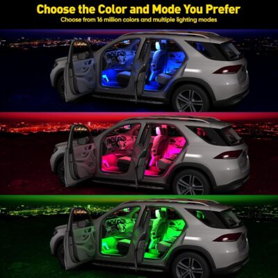 Honalia Interior Car Lights, 4Pcs Car LED Lights with Music Mode and Scene Options, Footwell Lighting for Car with Smart APP Control & USB Charger for Truck DC 5V - Image 2