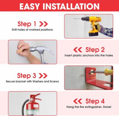 Fire Extinguisherl Mount Bracket – Wide Fork 1.0–1.4 inch (35.5mm), Fits Kidde / First Alert / Amerex 5–10 lb, Heavy-Duty Steel Fire Extinguisher Holder & Mounting Bracket for Wall – (2 Pack) - Image 4