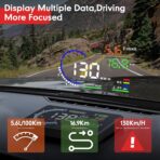 5.5" Windshield Head Up Display for Car,OBDII/EUOBD Interface Plug Car Hud Screen with Water Temperature, Mileage, RPM, Multiple Alarms - Image 2