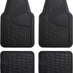 FH Group Automotive Floor Mats - Heavy-Duty Rubber Floor Mats for Cars, Universal Fit Full Set, Climaproof & Trimmable Floor Mats for Most Sedan, SUV, Truck, Black