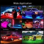 Nilight 6Pcs Car Underglow Neon Accent Strip Lights 300 LEDs RGB Multi Color DIY Sound Active Function Music Mode with APP Control and Remote for Van SUV Truck - Image 8