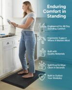 Ophanie Kitchen Mats for Floor, 3/4 inch Thick, 20x32 Anti Fatigue Cushioned Mat, Kitchen Rugs, Waterproof, Comfort Ergonomic Standing Mat for Office, Home, Sink, Black Non-Slip Ridged Bottom - Image 3
