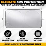 Car Shade Front Windshield, Small (59" x 29") - 240T Reflective Polyester Sunshade Blocks 99% UV Rays and Heat, Foldable with Storage Bag Fits Coupe, Hatchback, Small Sedan, Sports Model Cars - Image 3