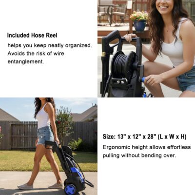 2026 Upgrade Pressure Power Washer 4800PSI w/4 Quick Connect Nozzles, Inlet Hose & Filter&500ML Soap Tank, High Cleaning Machine for Cars/Fences/Driveways/Patios/Home Cleaning,Blue - Image 6