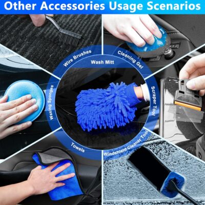THINKWORK Car Wash Kit, Car Detailing Kit with Foam Gun, Car Wash Brush Mop and Large Folding Bucket Suitable for Car Cleaning, Blue Car Wash Set Gift for Men and Women - Image 7
