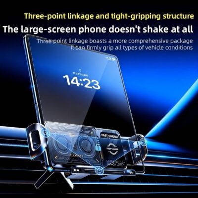 Wireless Car Charger, 2026 Upgrade 15W Fast Charging with LED Light Auto Clamping Phone Holder for iPhone 16/15/14/13 Mini Pro Max, Samsung Galaxy S25 Ultra, S24/S23 etc (Black) - Image 6