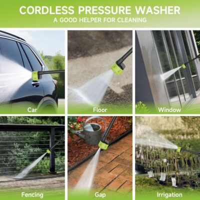 Cordless Pressure Washer 260W,Portable Electric Power Washer with 6-in-1 Nozzle,700PSI High-Pressure Handheld Washer for Car Floor Yard Patio Garden Fence,10×1200mAh Battery,17FT Hose (L) - Image 6