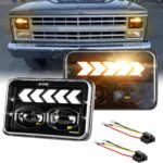 2PCS 4x6 LED Headlights for S10 1995 1996 1997 with High/Low Beam, White DRL Arrow Sequential Amber Turn signals Rectangular DOT 4x6 LED Headlights