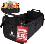 TRUNKCRATEPRO Car Organizers and Storage Premium Adjustable Multi Compartments Car Storage Organizer | Portable and Foldable SUV Trunk Organizer for Car (Standard Size, 20.86"L x 13.4"W x 10"H )-Black