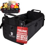 TRUNKCRATEPRO Car Organizers and Storage Premium Adjustable Multi Compartments Car Storage Organizer | Portable and Foldable SUV Trunk Organizer for Car (Standard Size, 20.86"L x 13.4"W x 10"H )-Black
