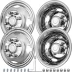 16"Wheel Simulators,16"8 Lug Stainless Steel Hubcaps with Wheel Lug Bolts Kit,Polished Finish,2Front Wheels/2Rear Wheels,Wheel Simulators Suitable for Ford E350/E450 (1992-2016,2018-2021;2017Not Fit)