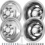 16"Wheel Simulators,16"8 Lug Stainless Steel Hubcaps with Wheel Lug Bolts Kit,Polished Finish,2Front Wheels/2Rear Wheels,Wheel Simulators Suitable for Ford E350/E450 (1992-2016,2018-2021;2017Not Fit)
