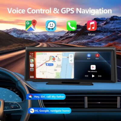 8.1" Portable Wireless Carplay Screen for Car, 2K Dash Cam & 1080P Backup Camera, Touchscreen Car Stereo with Apple Car Play/Android Auto, GPS, Bluetooth, Mirror Link, Voice Control for All Vehicles - Image 3