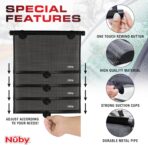 Nuby 14" Roller Vehicle Side Window Sun Protection Shade for Baby | 2 Pack | Pull Down with Suction Cups and Press Button Roll Up | Black - Image 6