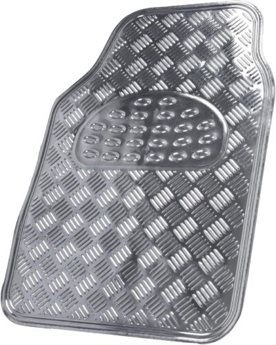 BDK Metallic Chrome Car Floor Mats All-Weather Universal Fit Automotive Floor Mats for Cars SUVs, Floor Mats for Trucks, Car Mats Full Set Front & Rear, Non-Slip Backing - Silver - Image 9