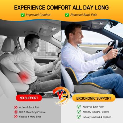 Memory Foam Car Seat Cushion with Lumbar Support, L-Shaped Ergonomic Design for Long Driving, Pressure-Relief Comfort for Car, SUV, Semi Truck & Office Chair - Image 5