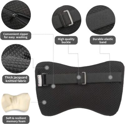 iwantit® Car Neck Pillows with Memory Foam, Neck Supporting for Long Time Driving, Adjustable Straps and Comfy Outer Cover(Black,1Package, Large Size) - Image 5