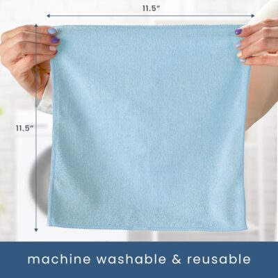 S&T INC. 150 Pack Microfiber Cleaning Cloth, Bulk Towels for Home, Reusable Microfiber Towels for Cars, Cleaning Rags, Light Blue, 11.5 Inches x 11.5 Inches, 150 Count - Image 7