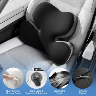 BEBAS Lumbar Support Pillow for Car, Ergonomic Memory Foam Back Cushion for Driving, Lower Back Support for Pain Relief, Lumbar Cushion for Car Seats, Office Chairs, Wheelchairs - Blackgray - Image 4