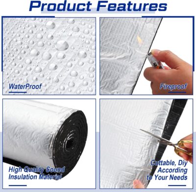 Zhengmy 10.8 Sqft 196 Mil Car Heat Sound Insulation Mat Automotive Noise Deadening Mat with Rubber Roller Auto Sound Deadener Self Adhesive Heat Insulation for Hood Ceiling Door(20 x 79 Inch) - Image 4