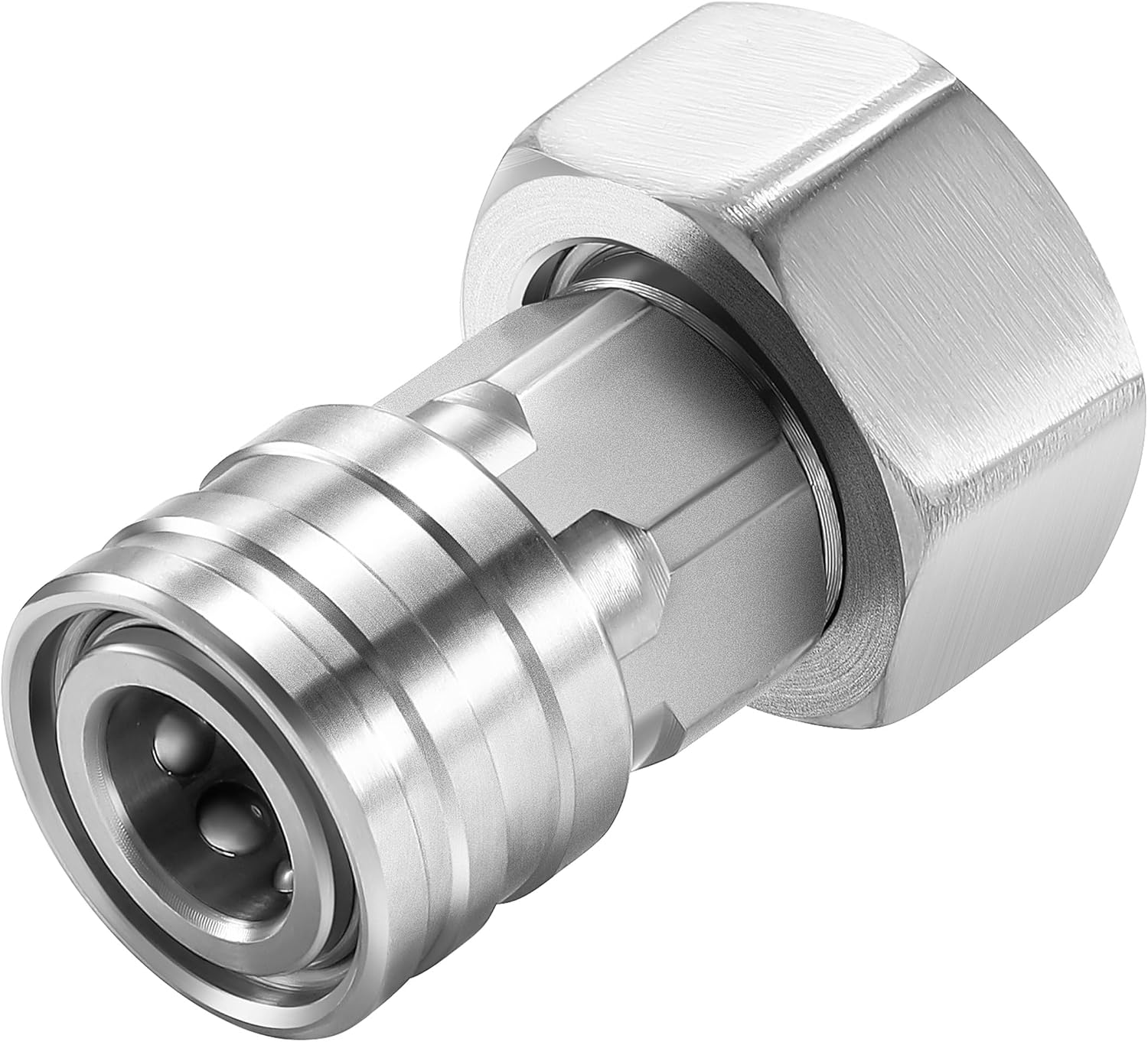 81EHFann0bL._AC_SL1500_.jpg RIDGE WASHER Garden Hose to Pressure Washer Adapter, 3/4” GHT to 1/4”Stainless Steel Quick Connect, Convert Water Hoses to Power Washer Connector - Image 1