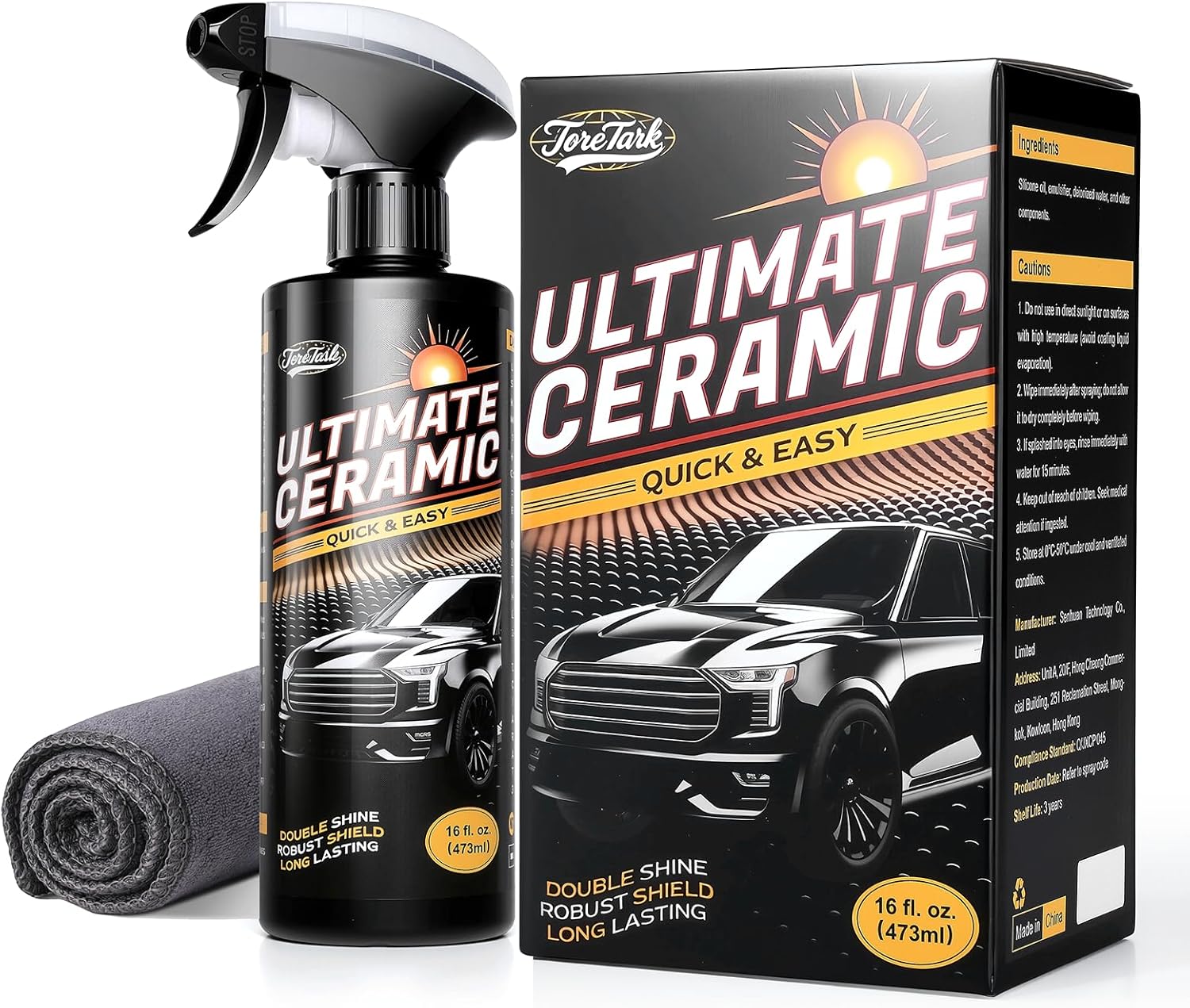 81EJBcl1yL._AC_SL1500_.jpg Real Ceramic Coating for Cars Polish (16 Fl Oz), Unmatched Shine Car Wax Coating Spray, No Pungent Smell, Quick Detailer Spray Wax, Lasts 50+ Washes Car Paint Sealant, Truck Accessories - Image 1