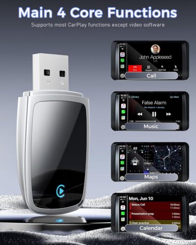 Wireless CarPlay Adapter for Apple iPhone, Converts Wired Connections to Wireless CarPlay, Zero delay, Plug-and-Play, Compatible with Apple iPhone iOS 10+ Systems and Various Vehicles（Silver White） - Image 7