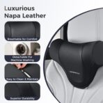Coverado Car Headrest Pillow, Ergonomic Memory Foam Car Neck Pillow for Driving Seat with Adjustable Strap, Soft PU Leather Breathable Removable Cover Neck Support for Neck Pain Relief - Image 5