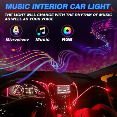 MICTUNING Car LED Interior Strip Light, 8 in 1 RGB Multicolor with 400 inches Fiber Optic Ambient Lighting Kits with Remote and APP Control, Car USB LED Strip Lights with Music Sync Mode - Image 5