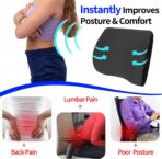 Lumbar Support Pillow for Car, Lower Back Support for Driving Seat Memory Foam Lumbar Pillow for Office Chair - Back Pain Relief for Car Seat, Wheelchair (Black) - Image 4